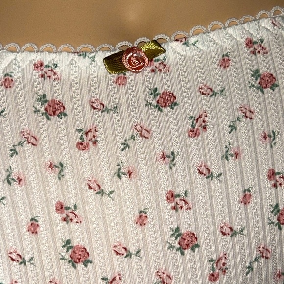 All Over Satin Rosebuds Floral Print Stretch Silky Smooth High Waist Thong Panty - Picture 7 of 13